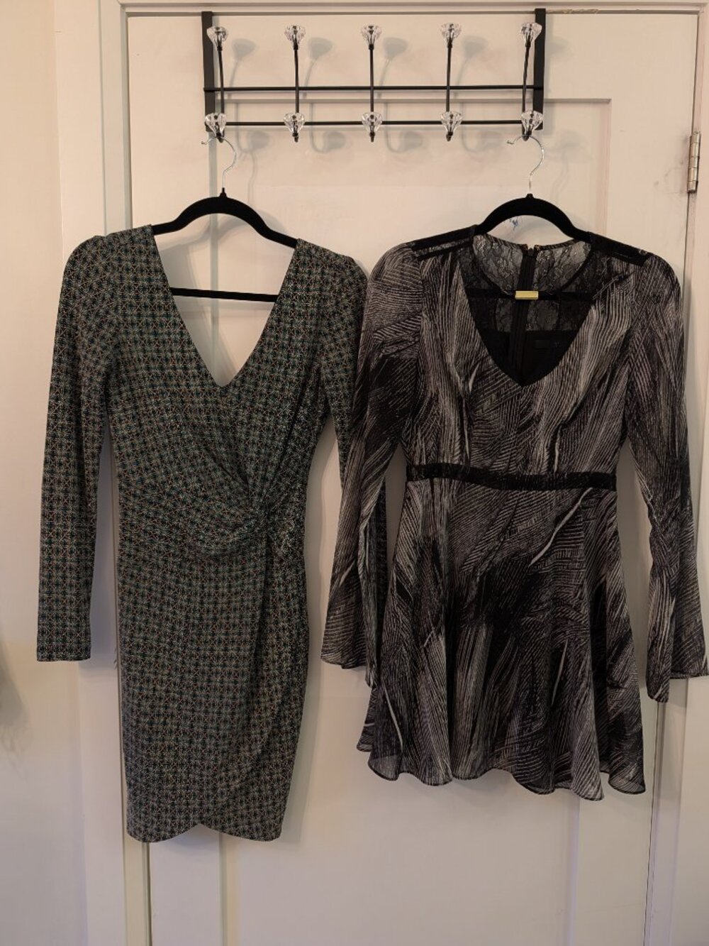 GUESS 2-Dress Bundle Size 0 - Black Silver Fit & Flare + Green Fitted